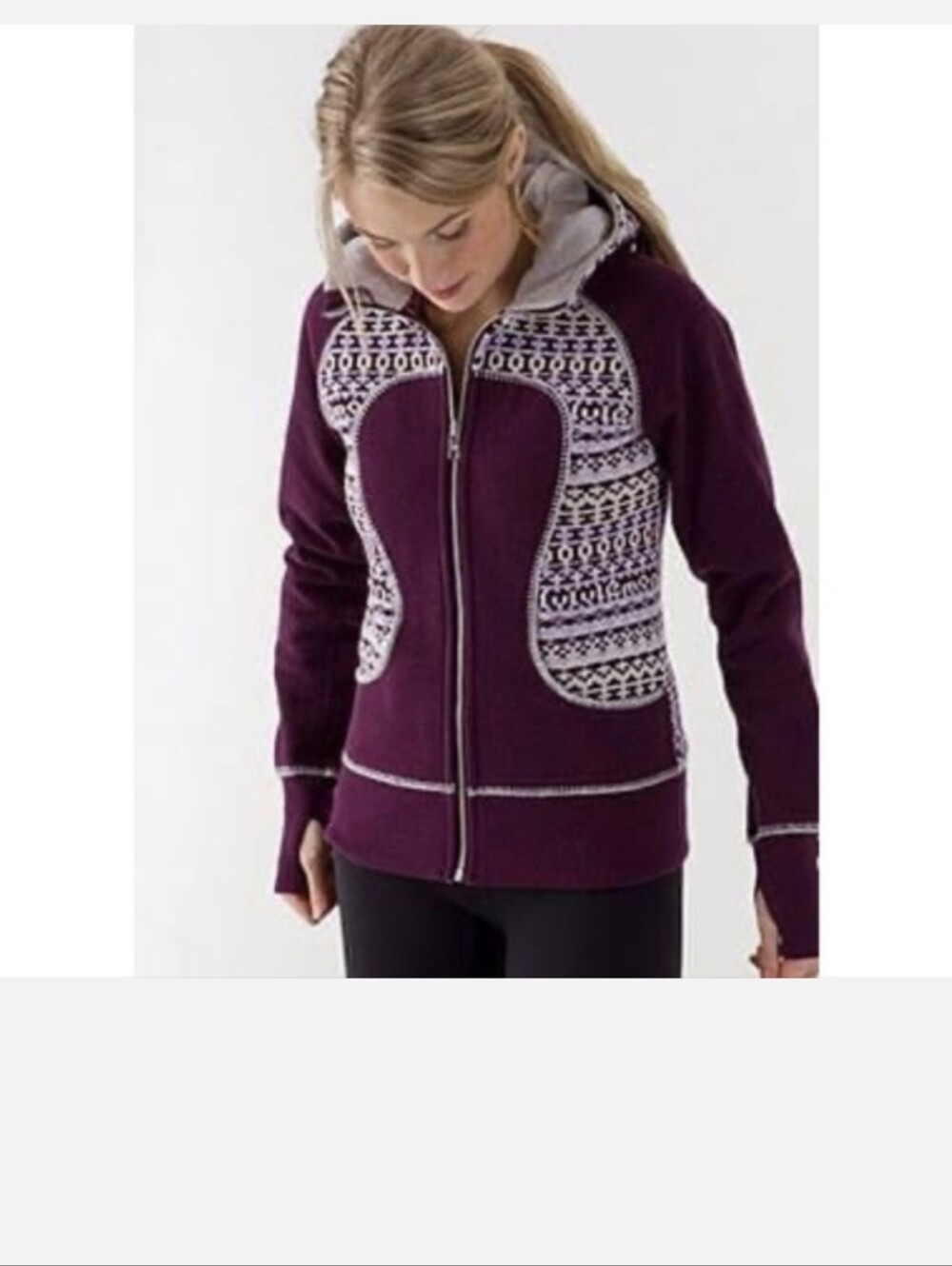 lululemon Special Edition Scuba  Deep Purple Fair Isle Zip Hoodie Sz.8